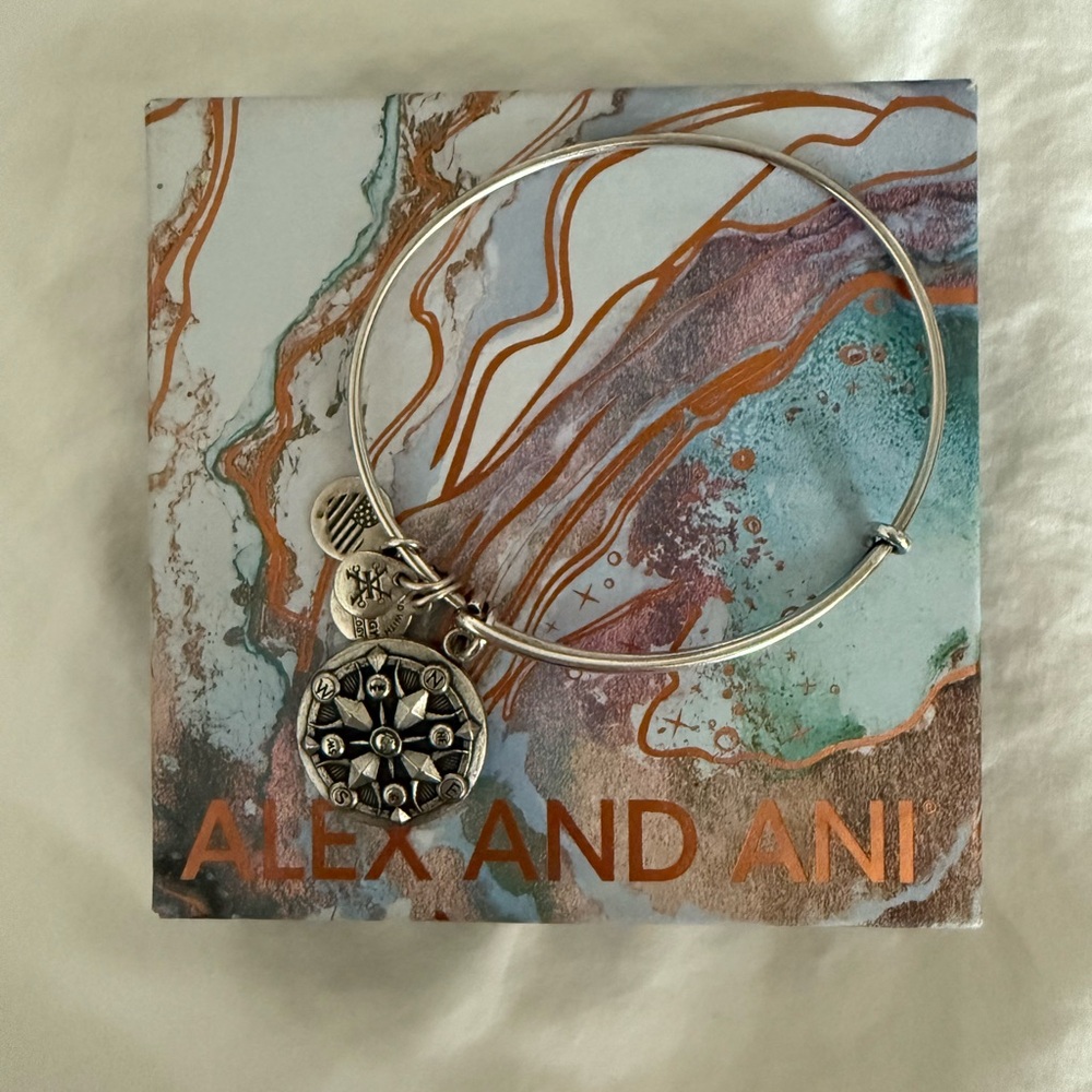 Alex and Ani Silver Compass Charm Bracelet